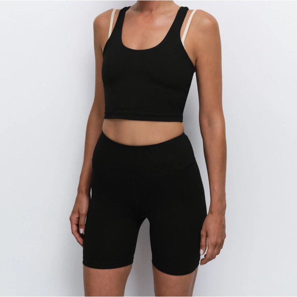 MATE THE LABEL WOMEN'S ORGANIC COTTON BIKER SHORTS NWT BLACK SZ L - Picture 6 of 7